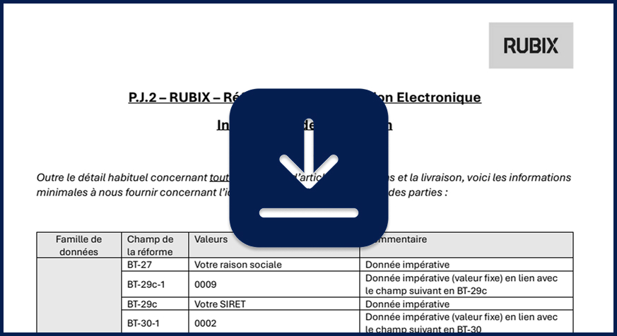 Instructions de facturation RUBIX